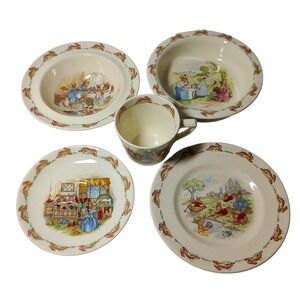 Royal Doulton‎ Bunnykins 5 Piece Childs Baby Set Plate Two Bowls Cup Saucer 1988